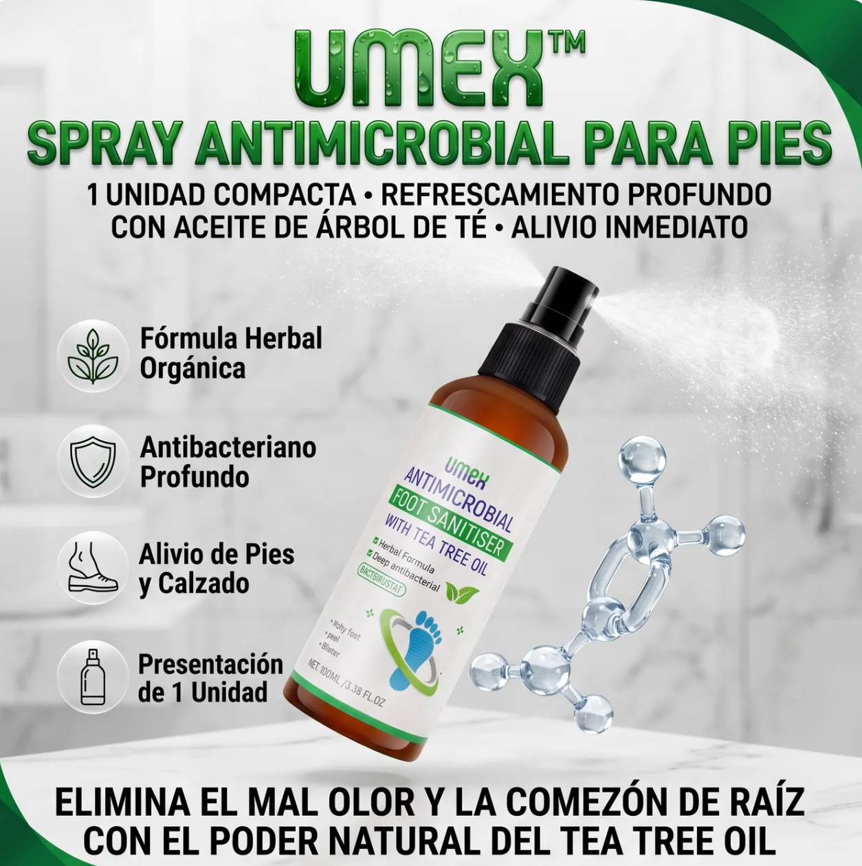 Umex™ Spray sanitizante e hipoalergénico para pies y calzado