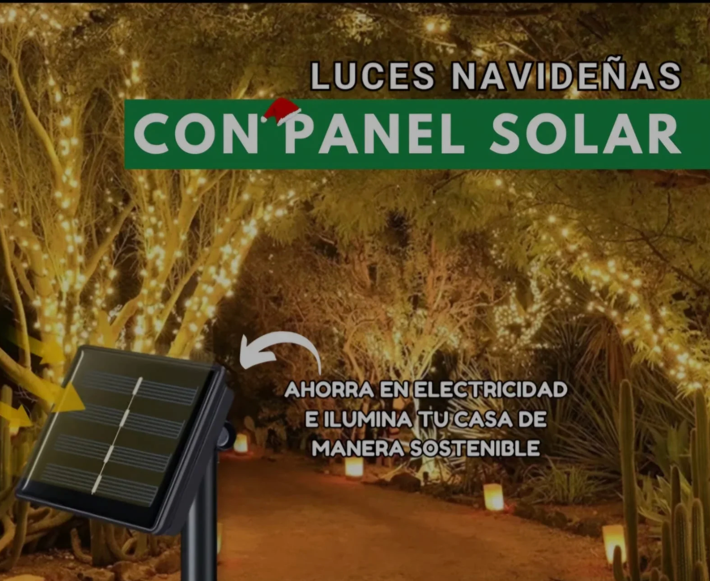 OFERTA 2X1 !!! JUEGO DE LUCES CON PANEL SOLAR - 20 MTS👉🎄🤶NO LO DEJES PARA ULTIMA HORA