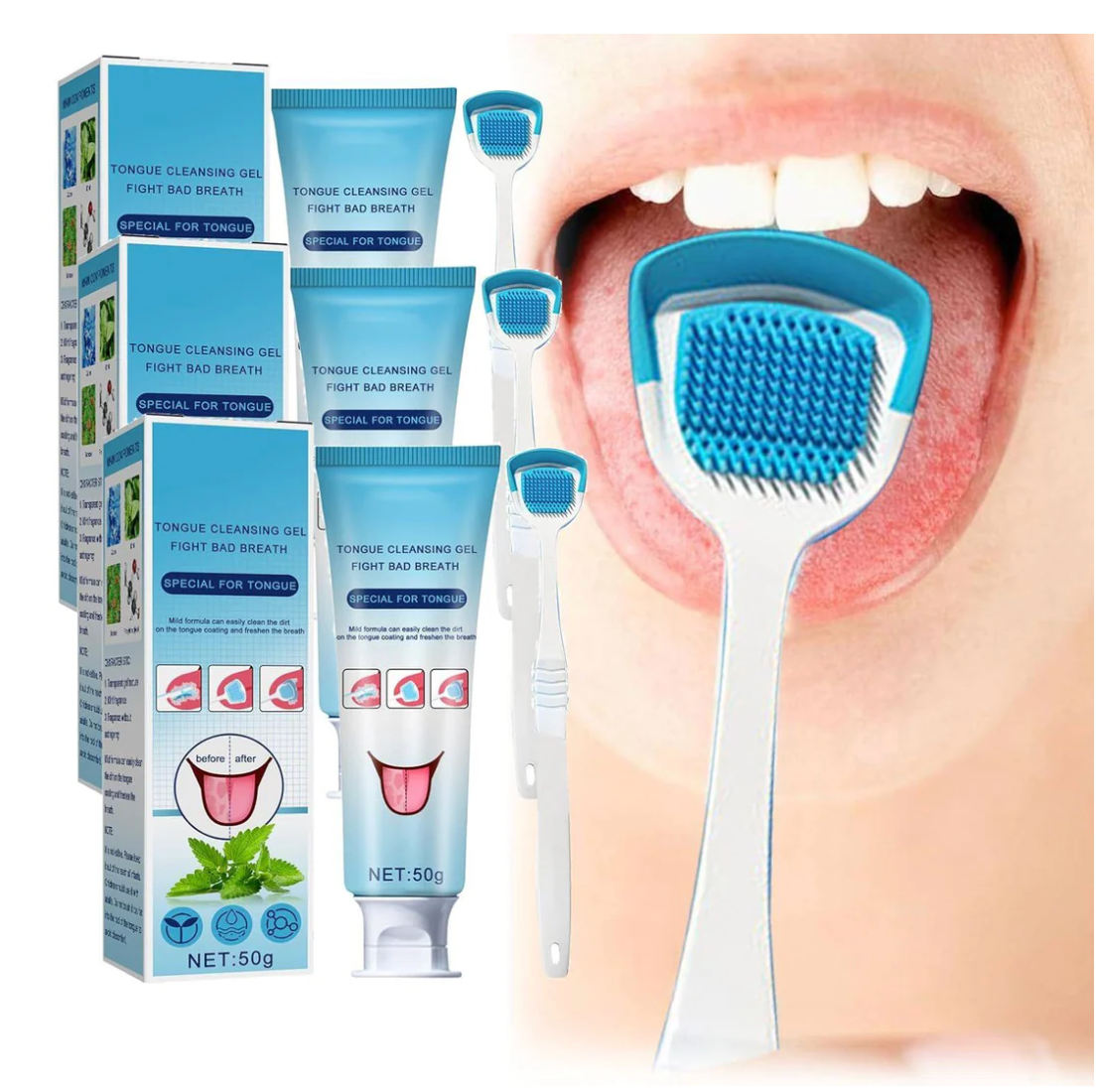 Nuevo Gel Limpiador de Lengua + Cepillo Profesional OFERTA 2X1  🔥