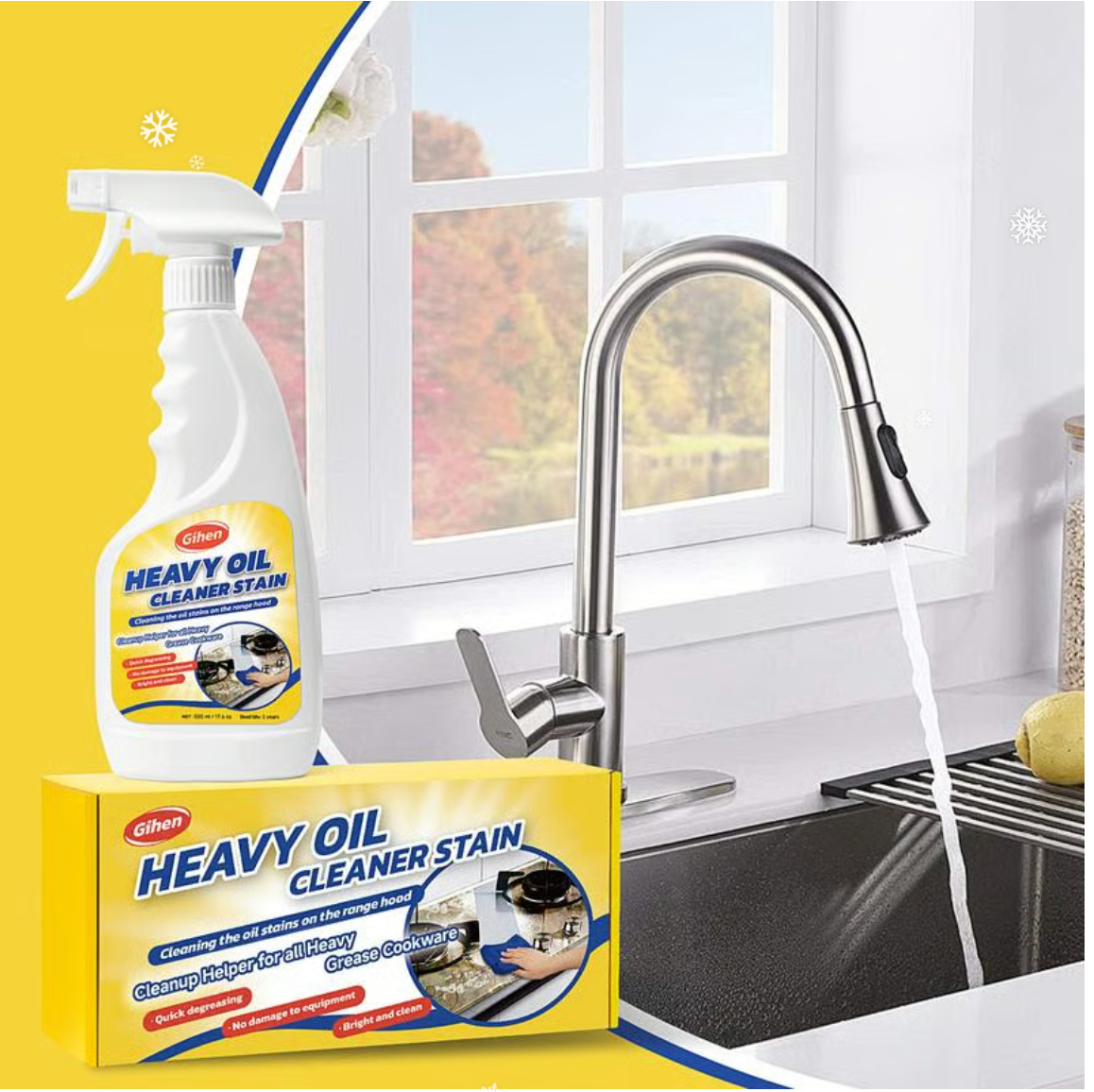 ✨Limpiador multiusos Gihen - Limpiador multiusos eficaz, incluye botella con pulverizador y paño para limpiar la cocina, el horno, la estufa, la campana extractora y el fregadero✨
