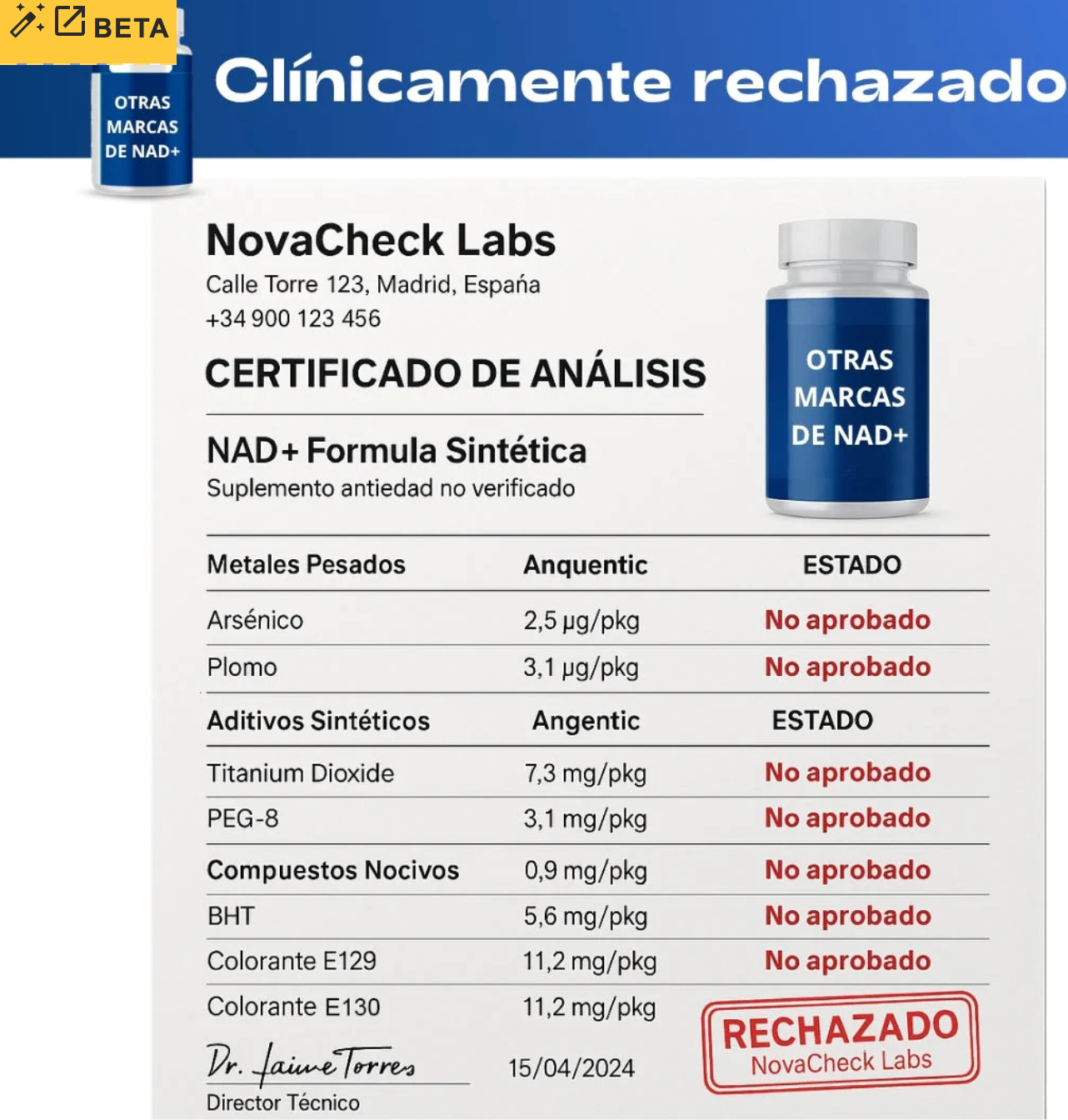 Cuida tu salud con el único NAD+ auténtico, seguro y clínicamente probado para revitalizar cuerpo y mente