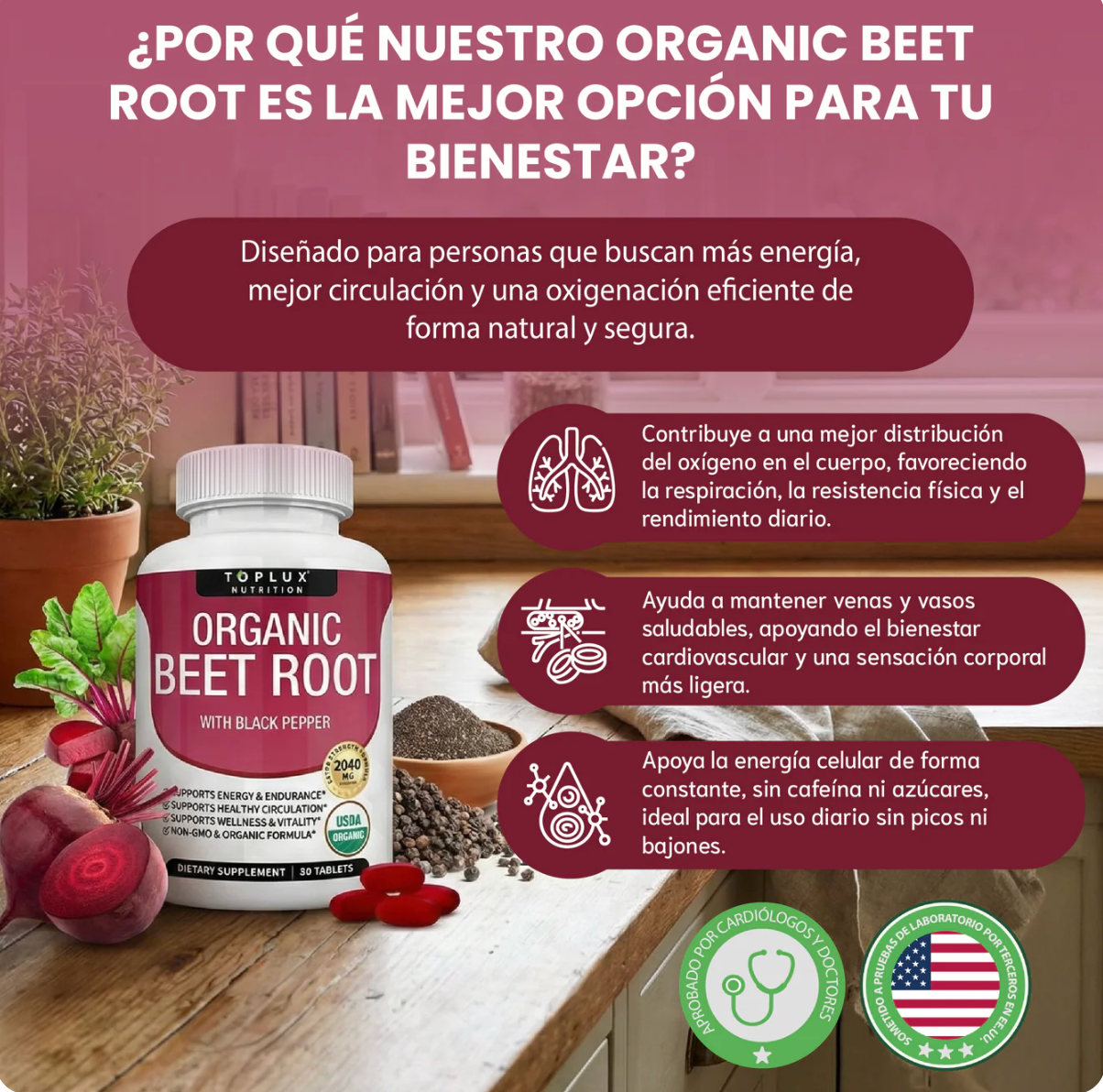 Organic Beet Root- Energía Natural, Circulación Activa y Oxigenación Total OFERTA 2X1 ✅