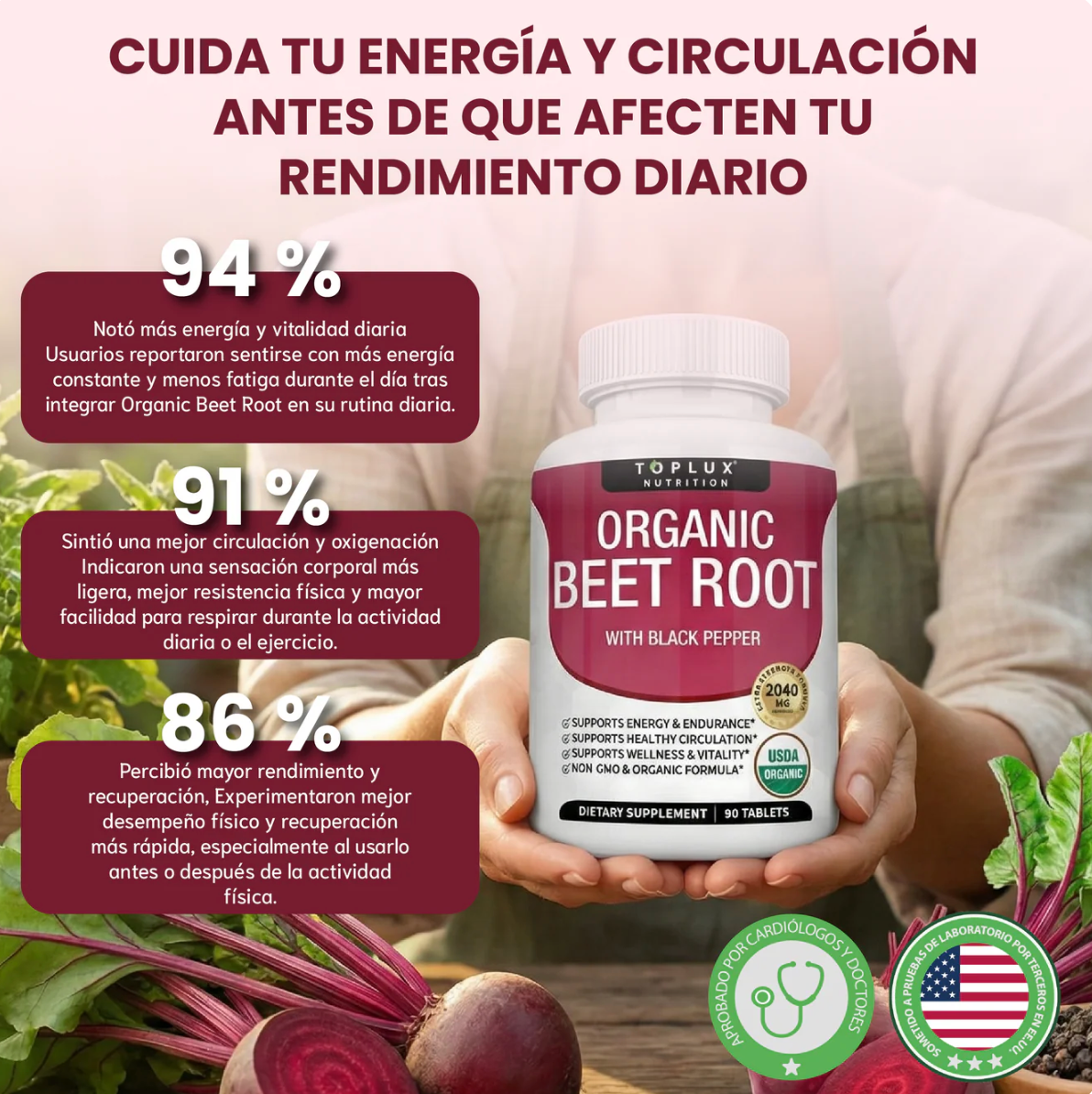 Organic Beet Root- Energía Natural, Circulación Activa y Oxigenación Total OFERTA 2X1 ✅