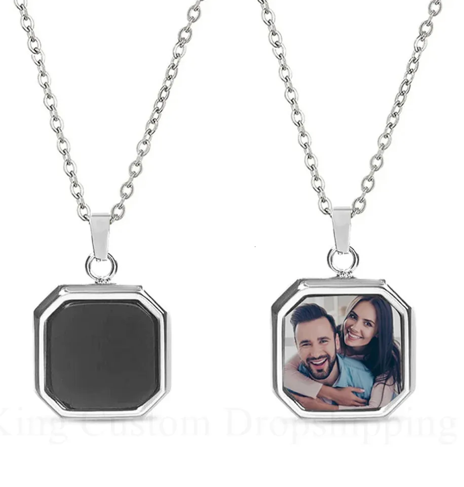 Collar mágico personalizado activado por calor con imagen oculta - Acero inoxidable