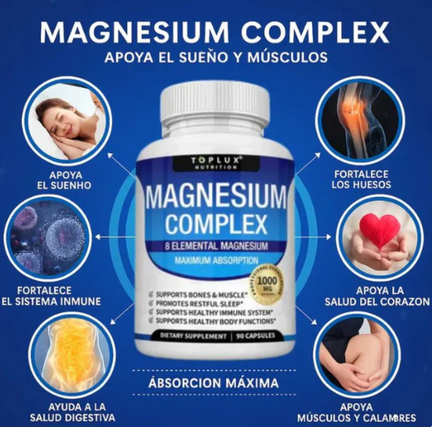 MAGNESIO COMPLEX - Suplemento 8 en 1 | 90 Cápsulas OFERTA 2X1 ✅