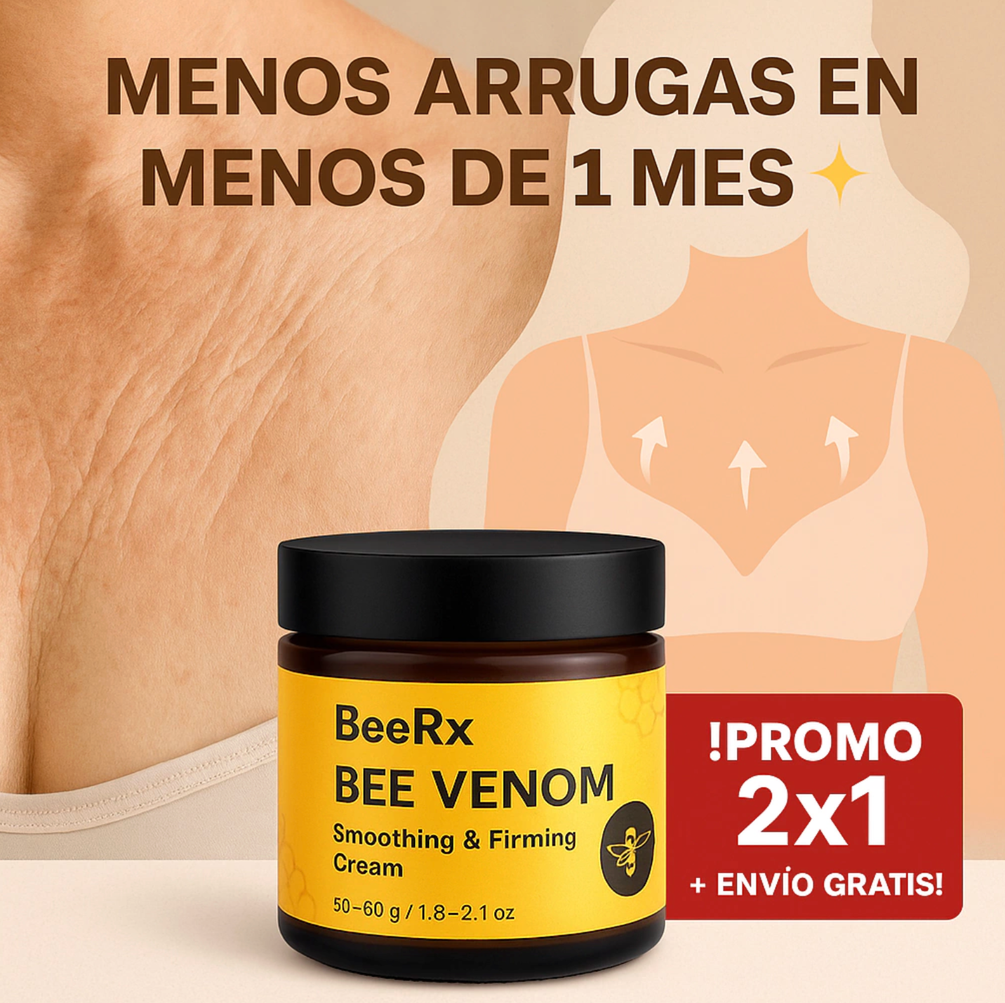 2x1 CREMA BeeRx + Envío Gratis: Piel Firme en 1 Mes