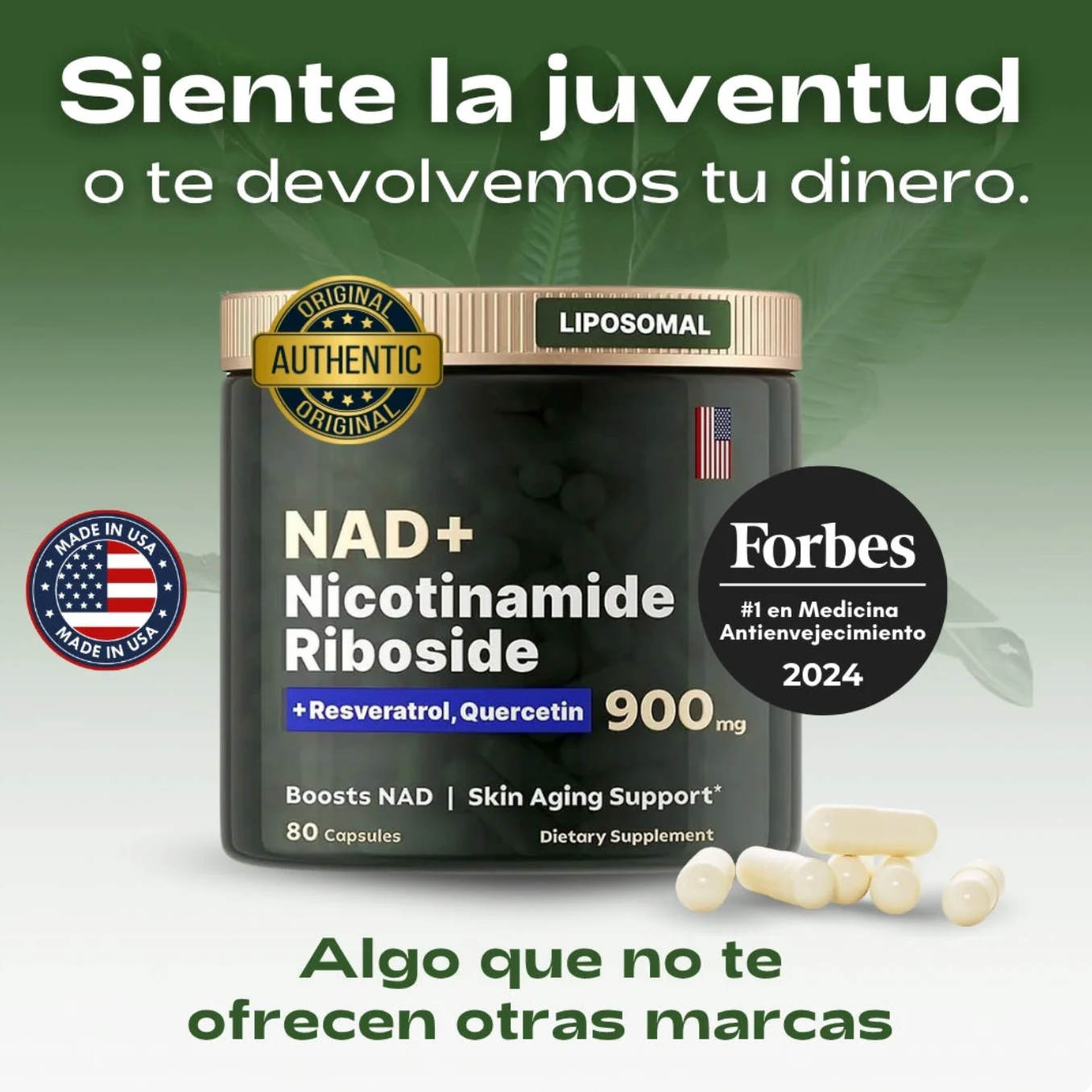 Cuida tu salud con el único NAD+ auténtico, seguro y clínicamente probado para revitalizar cuerpo y mente