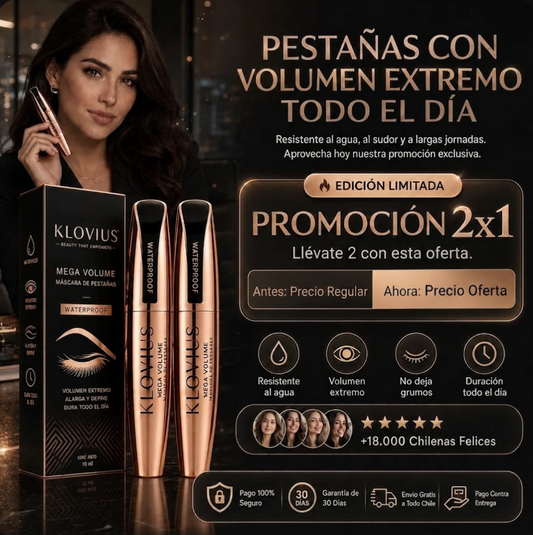 2x1 Klovius l Máscara de Pestañas Premium l Edición Limitada