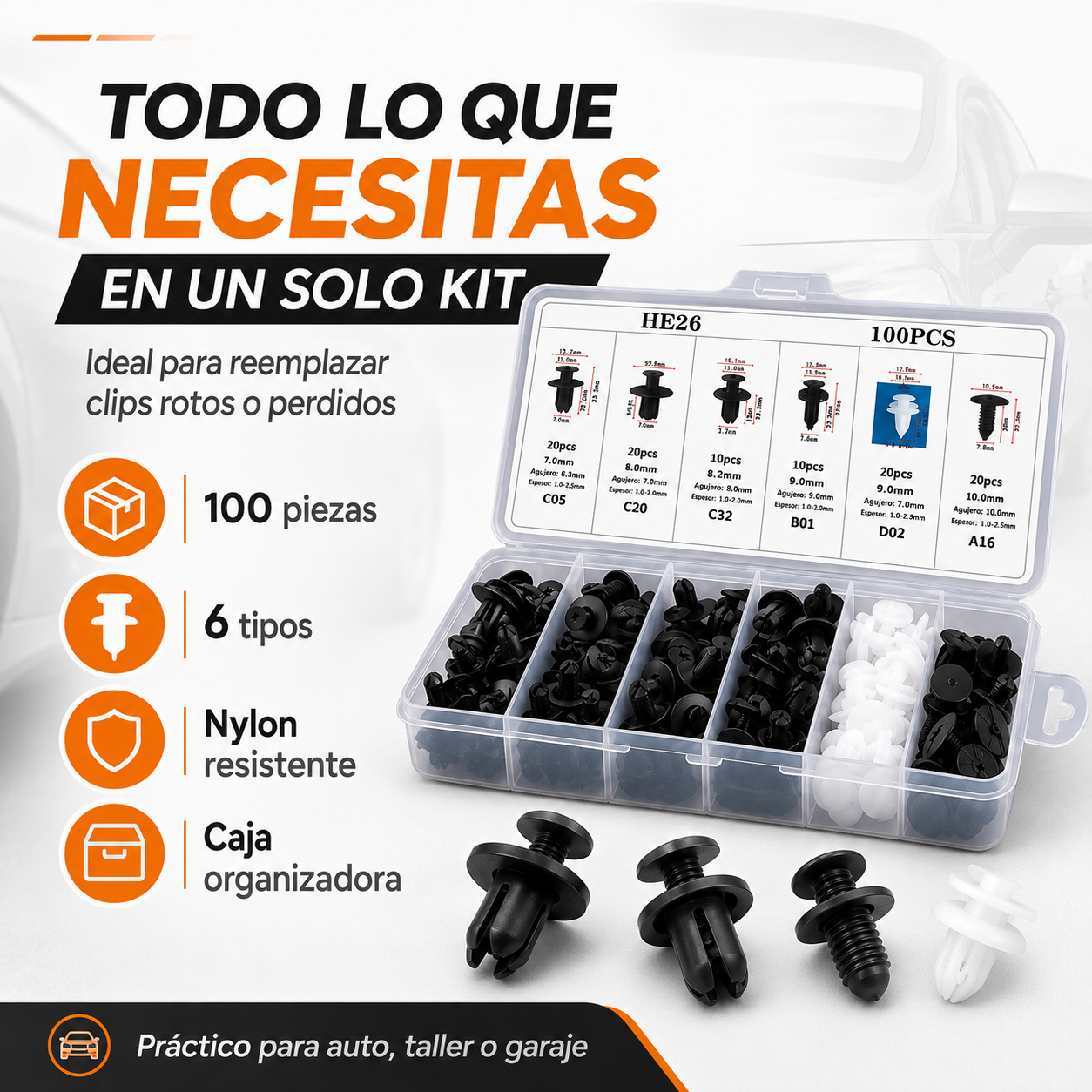 ClipFix Auto™ – 100 Clips de Fijación