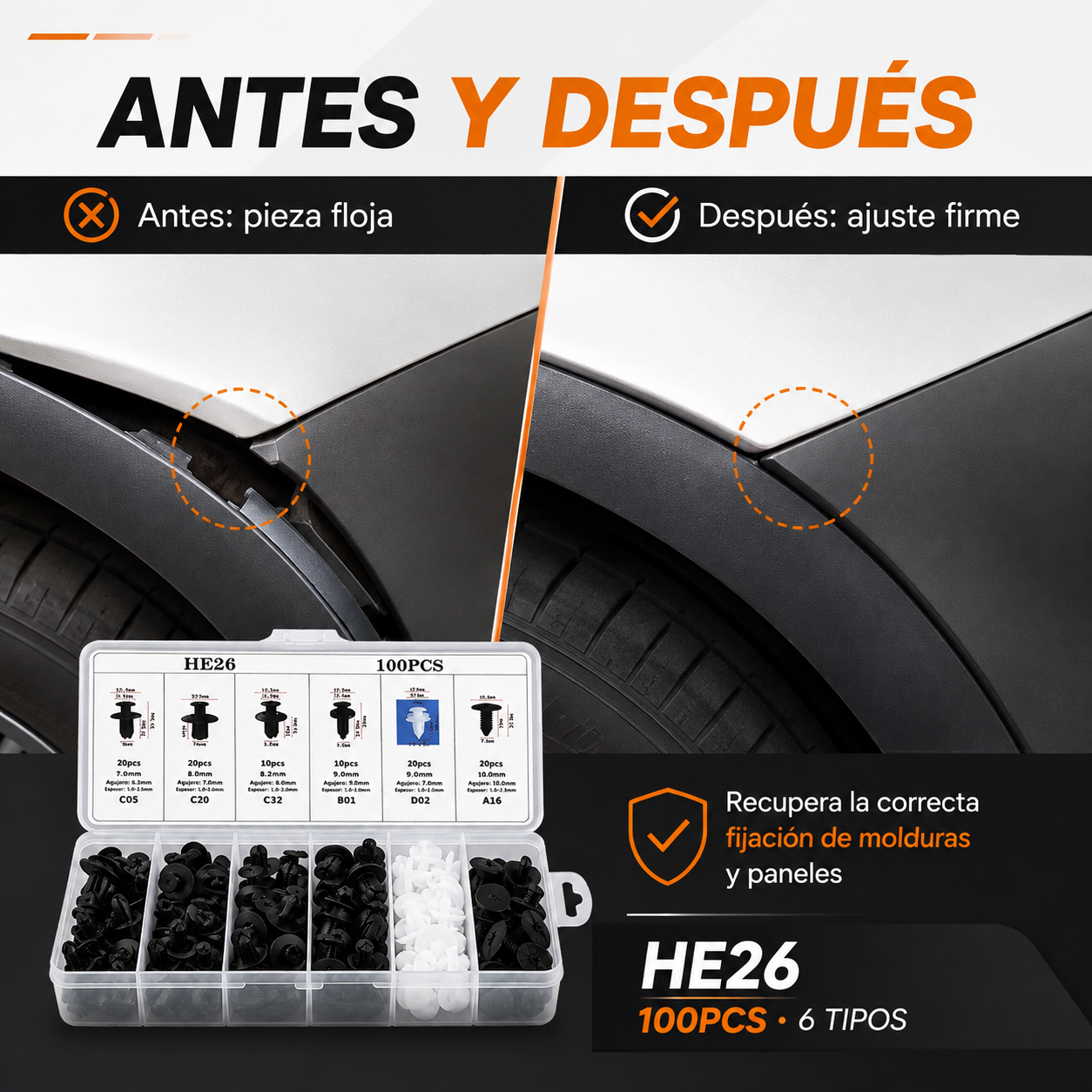 ClipFix Auto™ – 100 Clips de Fijación