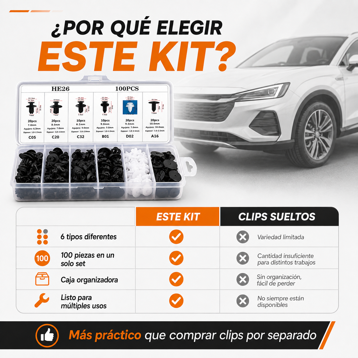 ClipFix Auto™ – 100 Clips de Fijación
