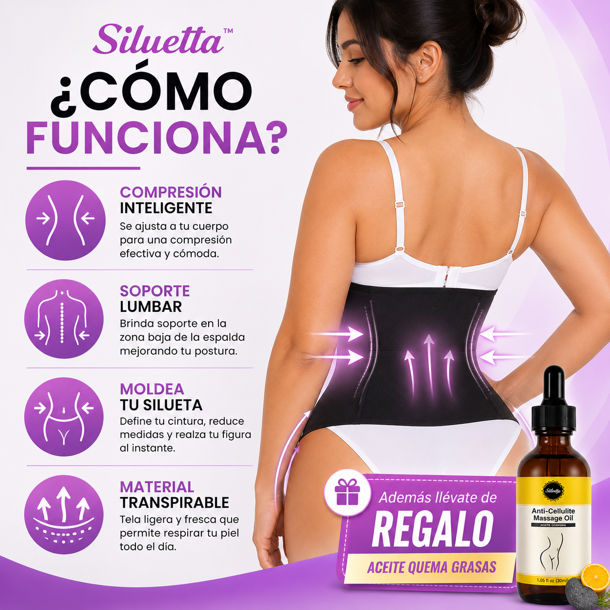 Siluetta™ | Faja Moldeadora Efecto Reloj de Arena🎁 ACEITE QUEMA GRASA DE REGALO 🎁