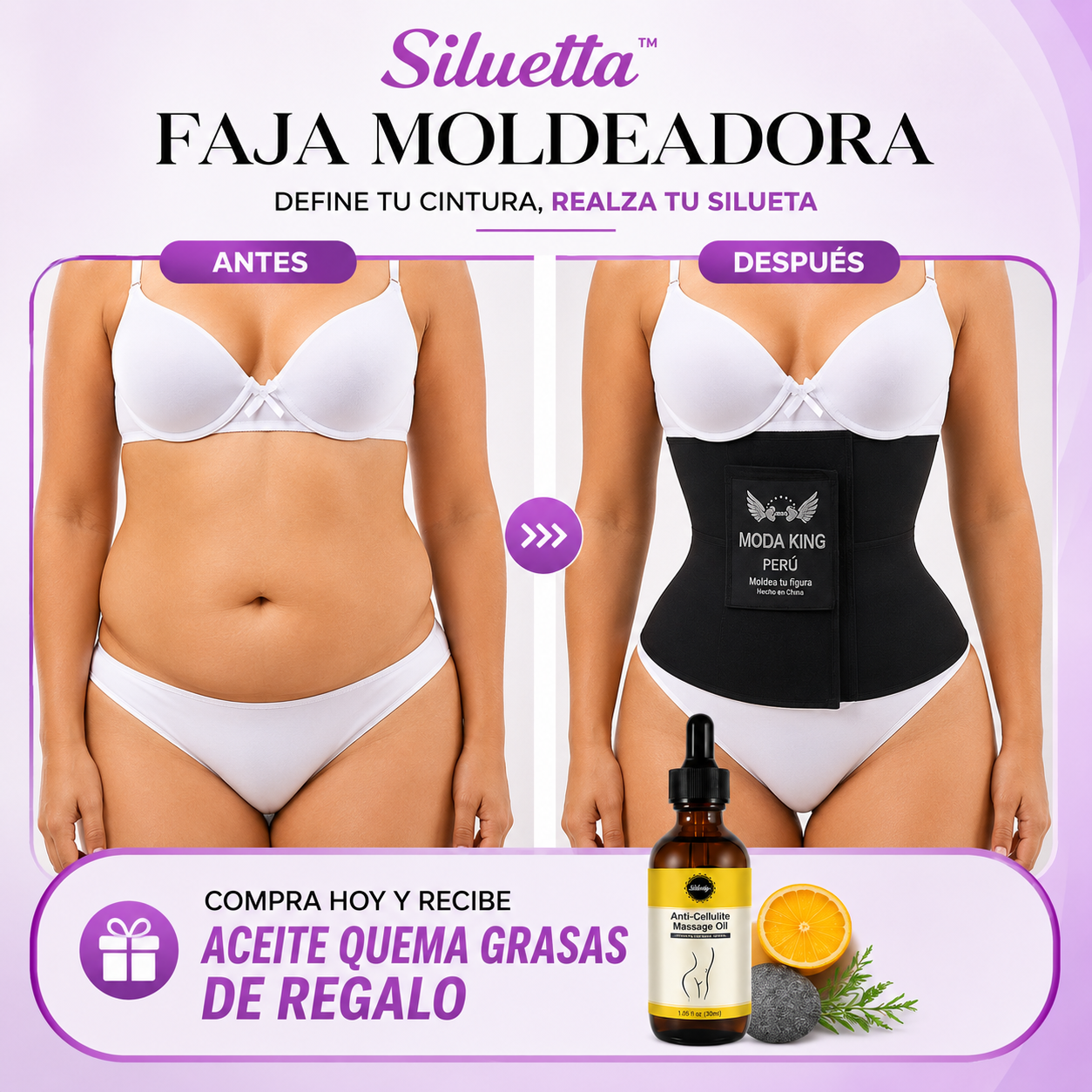 Siluetta™ | Faja Moldeadora Efecto Reloj de Arena🎁 ACEITE QUEMA GRASA DE REGALO 🎁