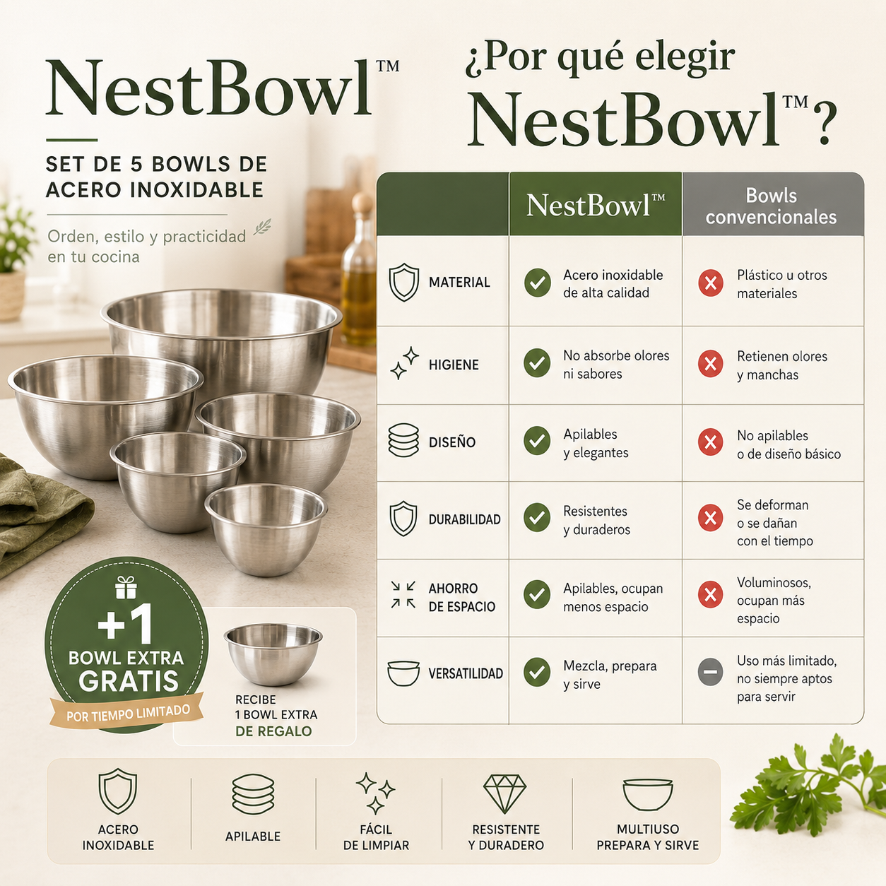 NestBowl™ - Set de Cocina 5 en 1