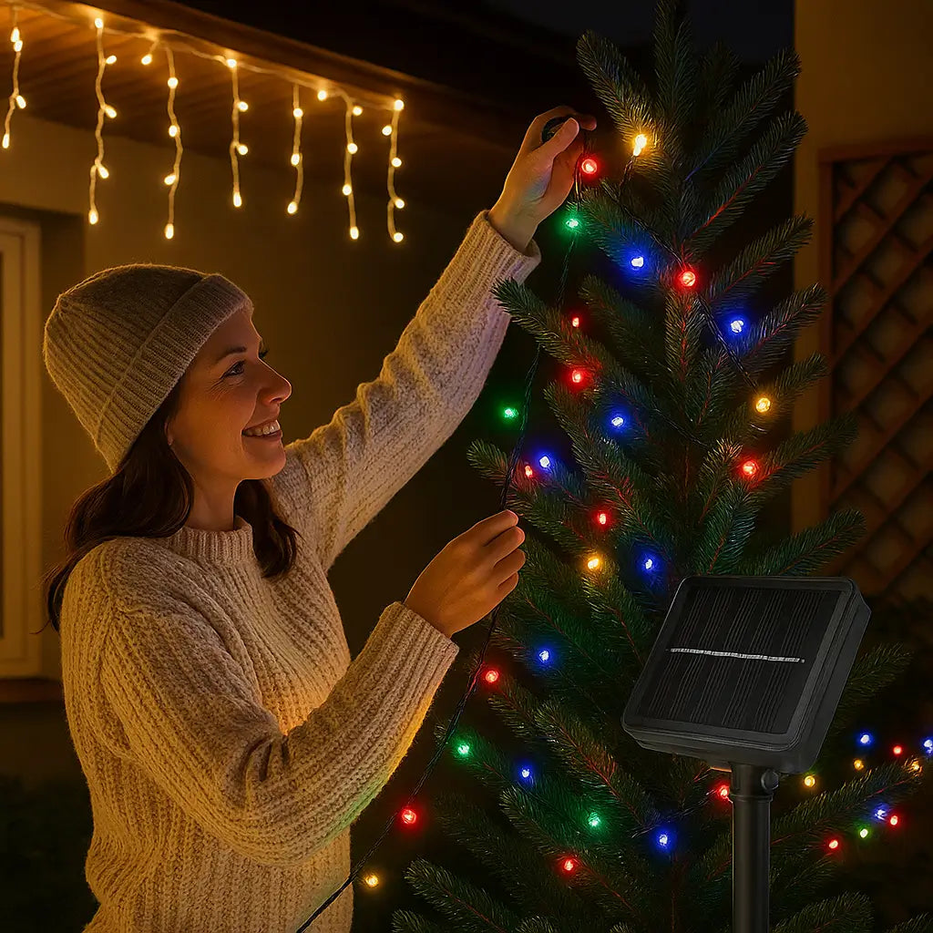 JUEGO DE LUCES CON PANEL SOLAR - 20 MTS👉🎄🤶NO LO DEJES PARA ULTIMA HORA