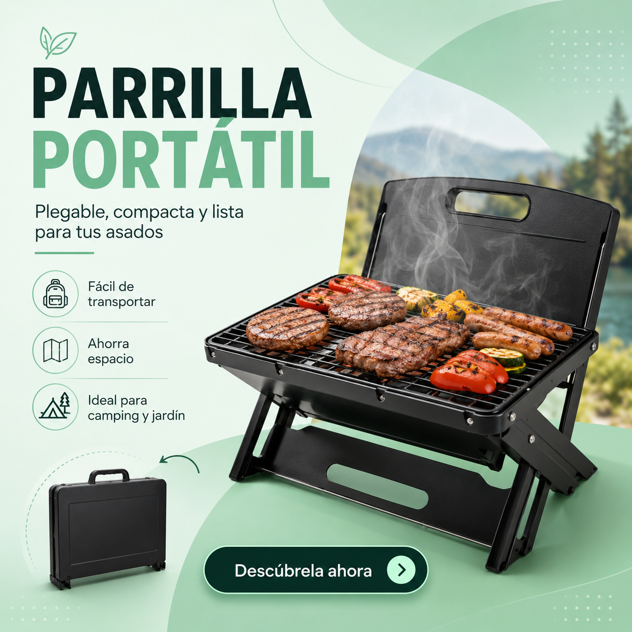 FlamePack™ – Parrilla Portátil Plegable.