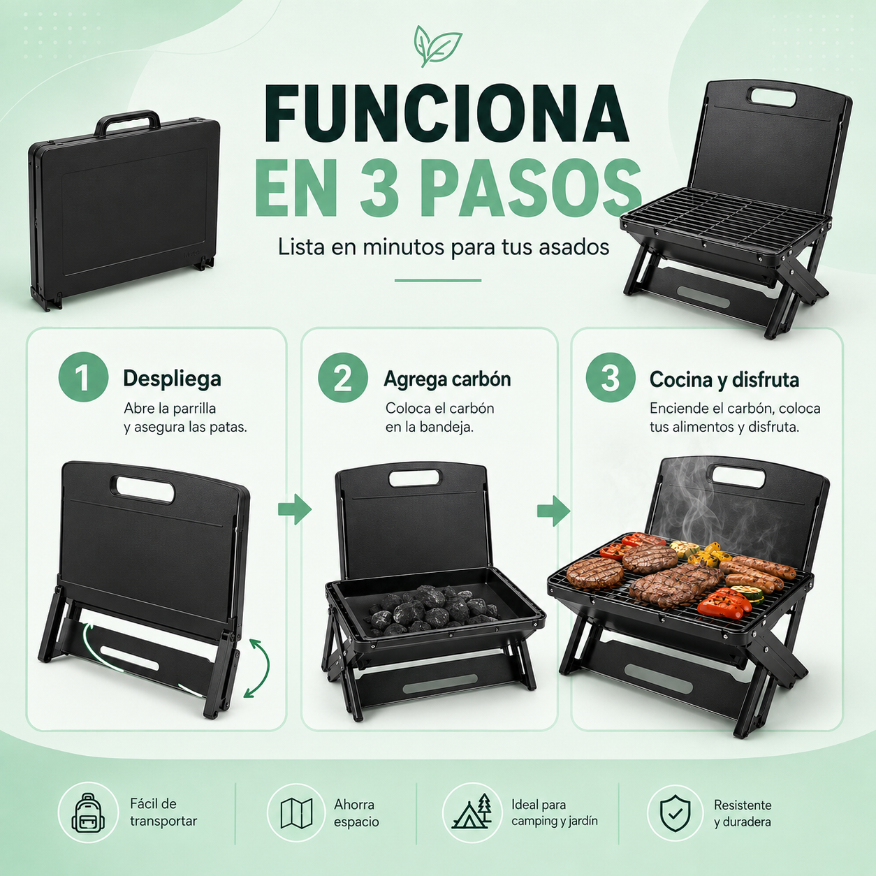 FlamePack™ – Parrilla Portátil Plegable.