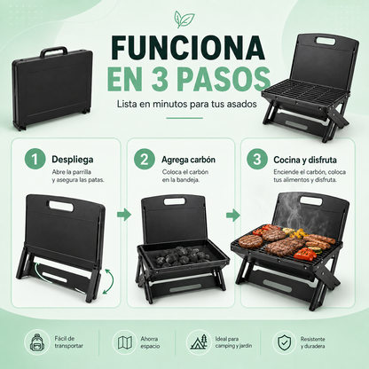 FlamePack™ – Parrilla Portátil Plegable.