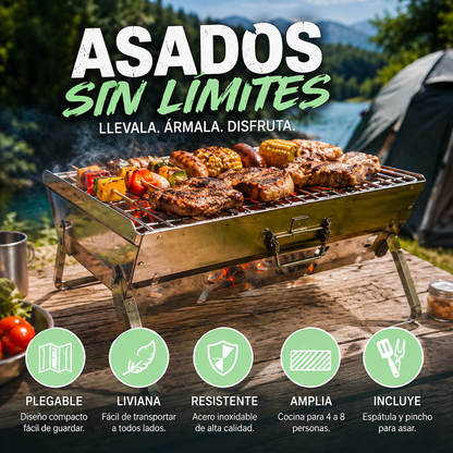 FlamePack™ – Parrilla Portátil Plegable.