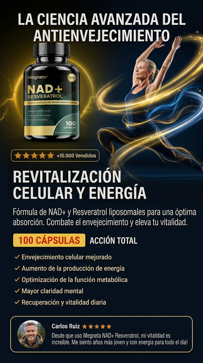 NAD+ Resveratrol 1200 mg | SOLO POR HOY 2X1 🎁 | Hecho en EE. UU. | – Antienvejecimiento, Energía y Concentración desde la primer cápsula